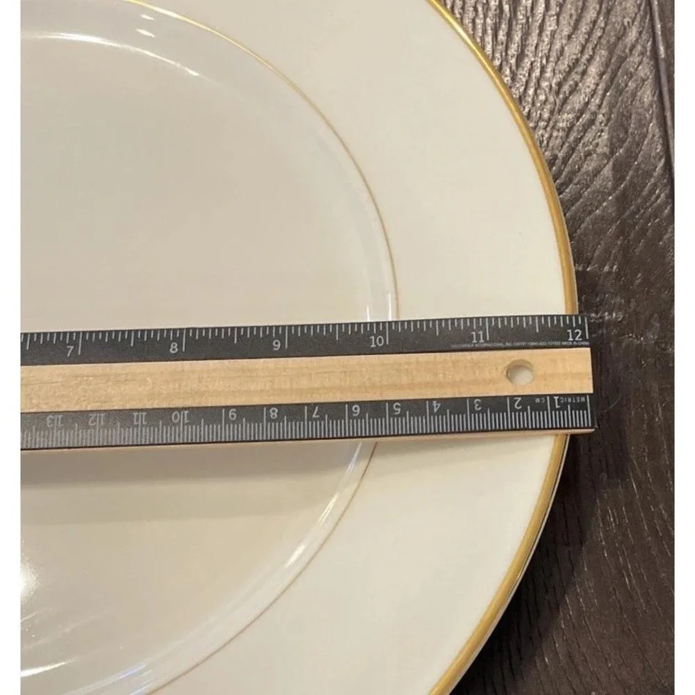 Royal Limited Golden Ivory Round Chop Plate Platter Gold Trim‎ Japan 12 Inch